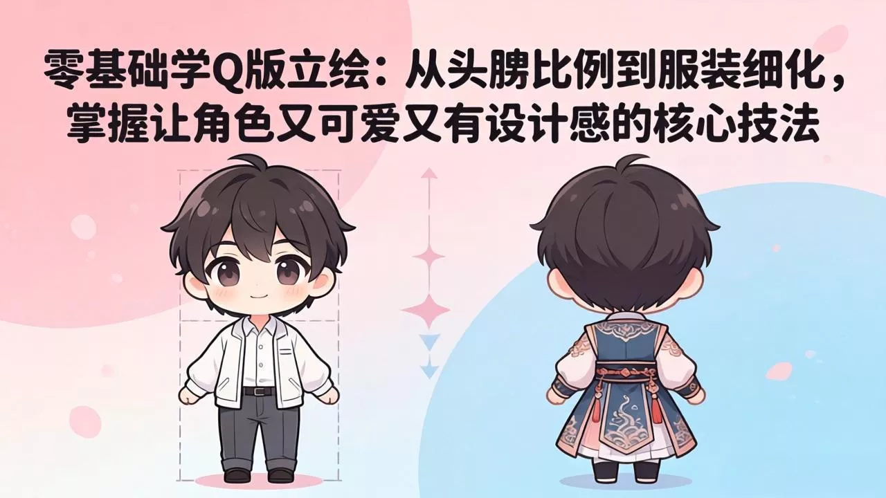 零基础学Q版立绘：从头身比例到服装细化，掌握让角色又可爱又有设计感的核心技法 - 项目资源网