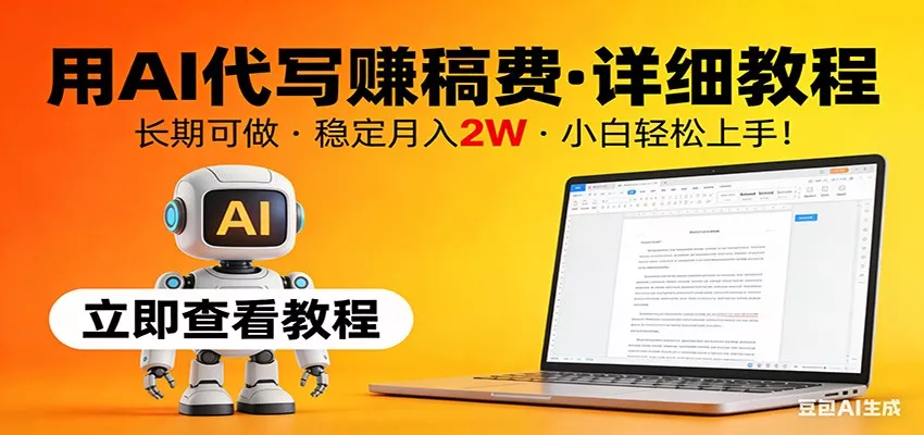用AI代写赚稿费，详细教程，长期可做，稳定月入2W，小白轻松上手！ - 项目资源网