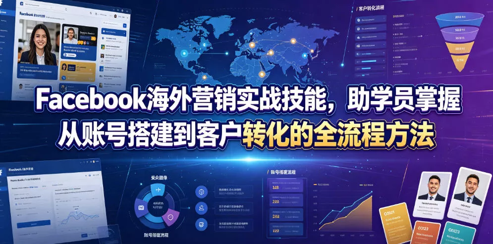 Facebook海外营销实战技能，助学员掌握从账号搭建到客户转化的全流程方法 - 项目资源网