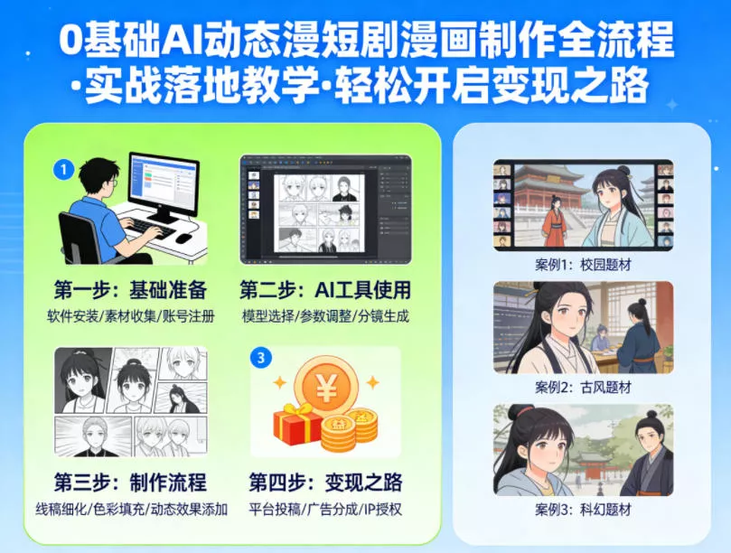 0基础AI动态漫短剧漫画制作全流程，实战落地教学，轻松开启变现之路 - 项目资源网