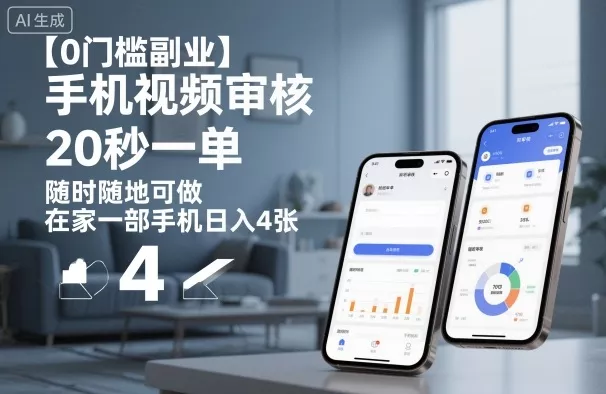 【0门槛副业】手机视频审核，20秒一单，随时随地可做，在家一部手机日入4张【揭秘】 - 项目资源网