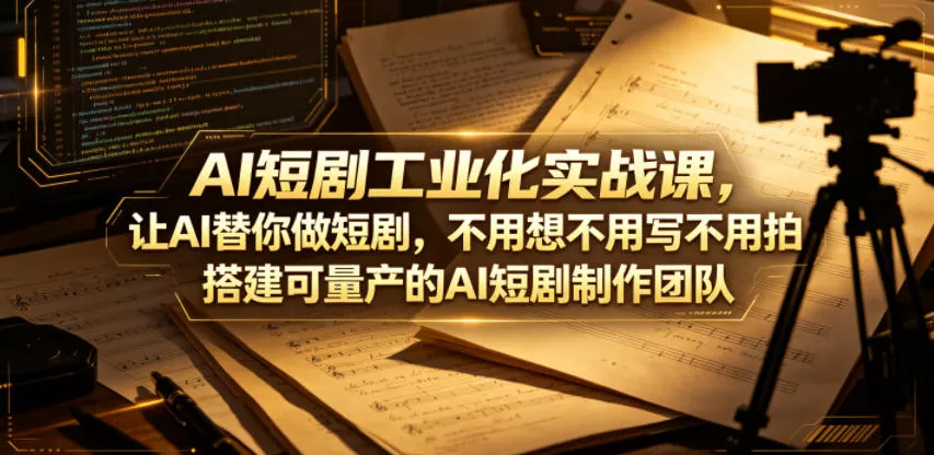 AI短剧工业化实战课，让AI替你做短剧，不用想不用写不用拍，搭建可量产的AI短剧制作团队 - 项目资源网