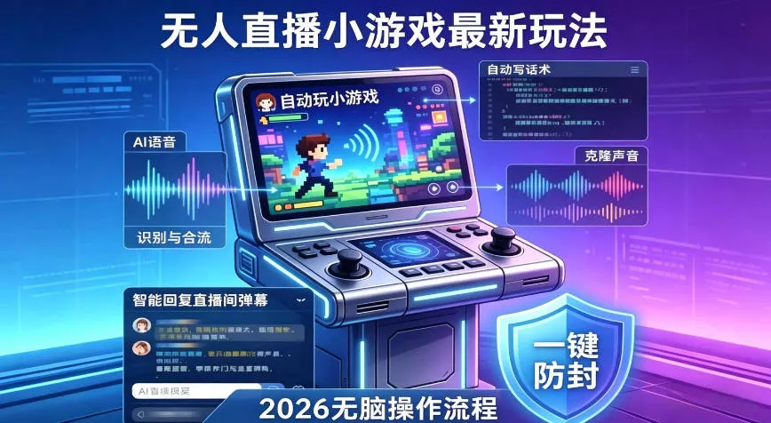 2026年AI无人直播小游戏全流程，不违规不封号，开启创业副业增收之路，小白月入1w+【揭秘】 - 项目资源网