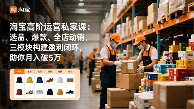 淘宝高阶运营私家课：选品、爆款、全店动销，三模块构建盈利闭环，助你月入破5万(更新12月 - 项目资源网