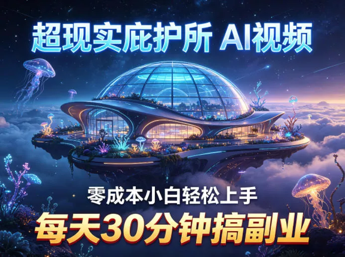 超现实庇护所AI视频项目拆解，零成本小白轻松上手，每天30分钟搞副业 - 项目资源网