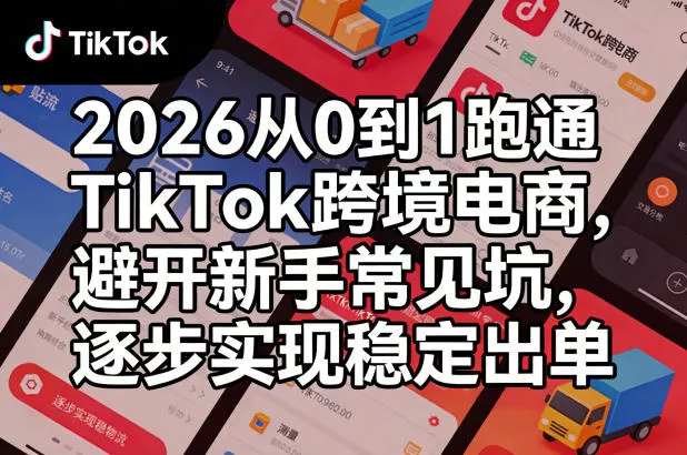 2026从0到1跑通TikTok跨境电商，避开新手常见坑，逐步实现稳定出单(更新0414) - 项目资源网