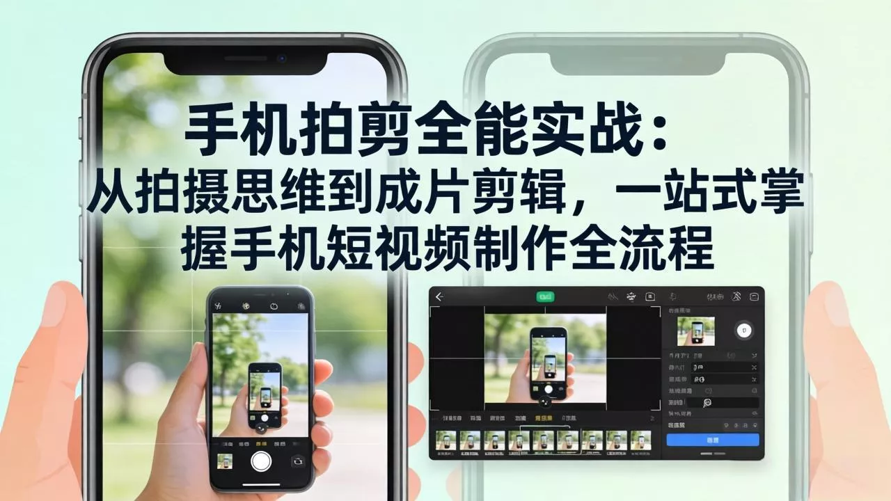 手机拍剪全能实战：从拍摄思维到成片剪辑，一站式掌握手机短视频制作全流程 - 项目资源网