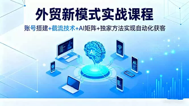 外贸新模式实战课程，账号搭建+截流技术+AI矩阵+独家方法实现自动化获客 - 项目资源网