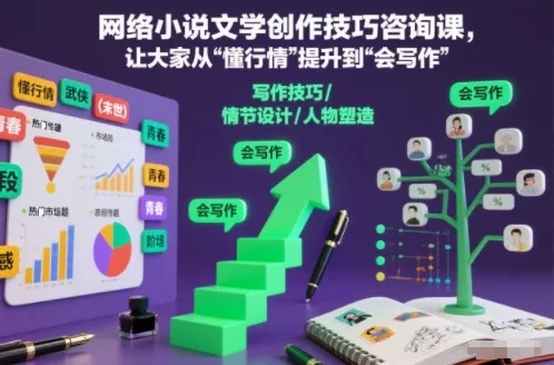 网络小说文学创作技巧咨询课，让大家从“懂行情”提升到”会写作”的高度 - 项目资源网