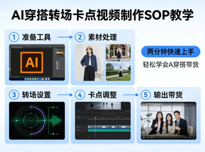 AI穿搭转场卡点视频制作SOP教学，两分钟快速上手，轻松学会AI穿搭带货 - 项目资源网