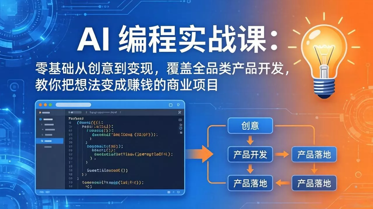 AI编程实战课-第三期-更新：零基础从创意到变现，覆盖全品类产品开发，把想法变成赚钱的项目 - 项目资源网