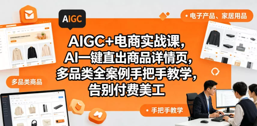 AIGC+电商实战课，AI一键直出商品详情页，多品类全案例手把手教学，告别付费美工(更新) - 项目资源网