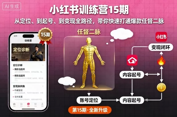 小红书训练营15期，从定位、到起号、到变现全路径，带你快速打通爆款任督二脉 - 项目资源网