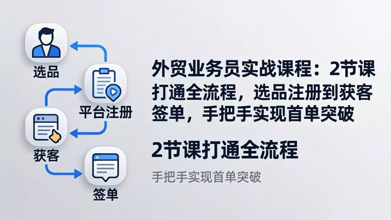 外贸业务员实战课程：2节课打通全流程，选品注册到获客签单，手把手实现首单突破 - 项目资源网