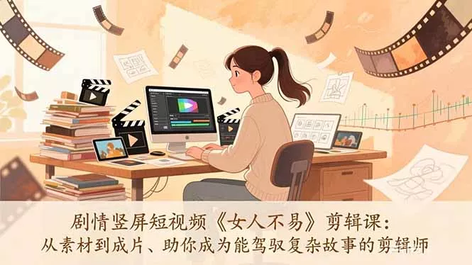 剧情竖屏短视频《女人不易》剪辑课：从素材到成片、助你成为能驾驭复杂故事的剪辑师 - 项目资源网