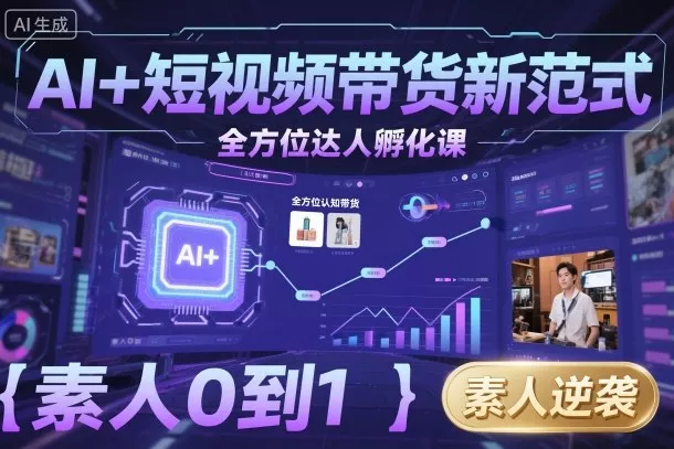 AI+短视频带货新范式全方位达人孵化课，素人也可以从0到1，全方位认知短视频带货 - 项目资源网