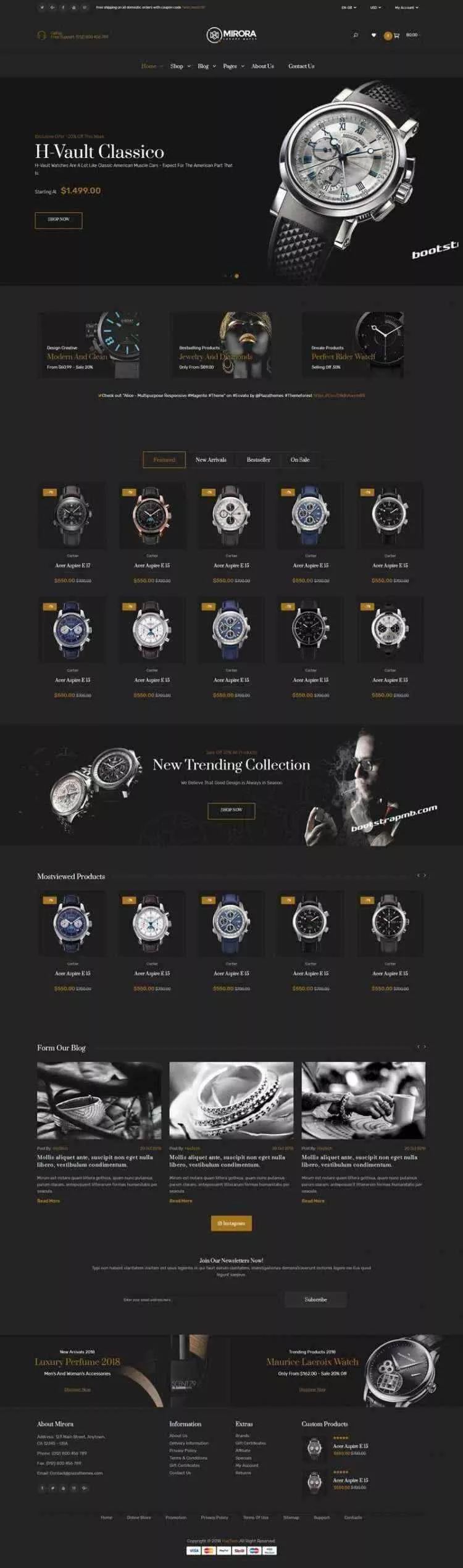 Bootstrap黑色响应式奢侈品手表商城网站 - 项目资源网