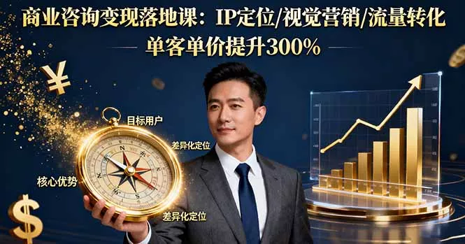 商业咨询变现落地课：IP定位/视觉营销/流量转化，单客单价提升300% - 项目资源网
