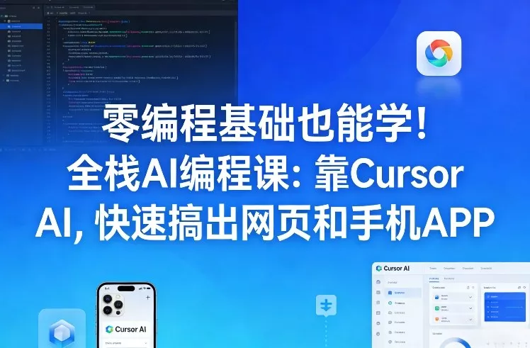 零编程基础也能学！全栈AI编程课：靠Cursor AI，快速搞出网页和手机APP - 项目资源网