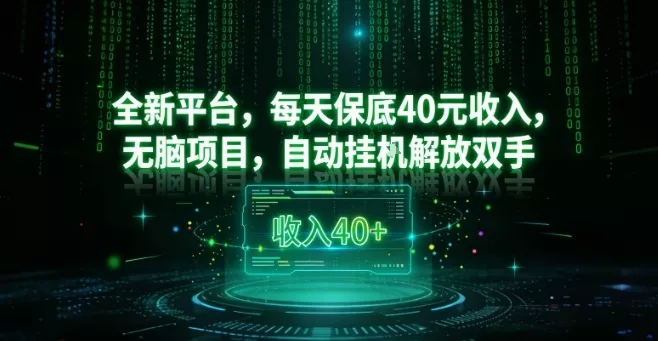 全新平台，每天保底40米收入，无脑项目，自动挂G解放双手【揭秘】 - 项目资源网
