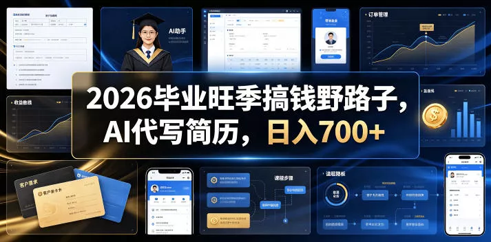2026毕业旺季搞钱野路子，AI代写简历，日入700+【揭秘】 - 项目资源网