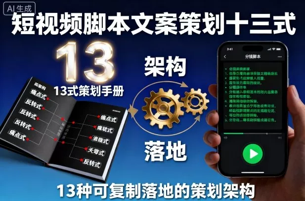 短视频脚本文案策划十三式，13种可复制落地的策划架构 - 项目资源网