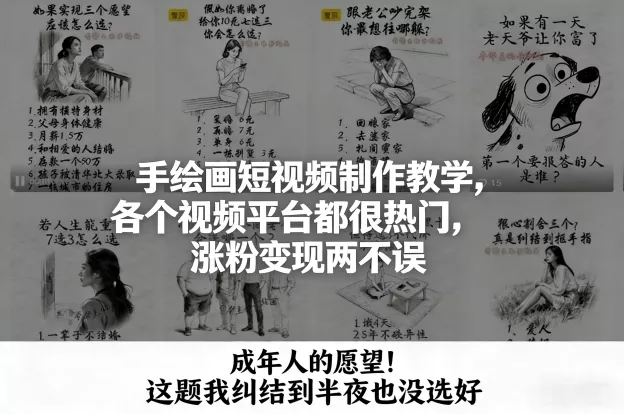 手绘画短视频制作教学，各个视频平台都很热门，涨粉变现两不误 - 项目资源网