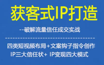 获客型IP打造，破解流量信任成，四类短视频布局+文案钩子指令创作IP三大信任状+IP变现四大模式 - 项目资源网
