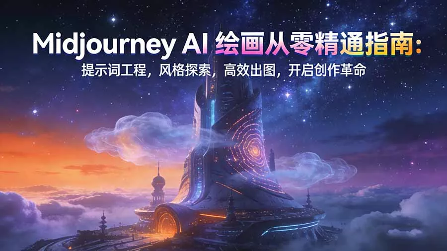 Midjourney AI绘画从零精通指南：提示词工程，风格探索，高效出图，开启创作革命 - 项目资源网