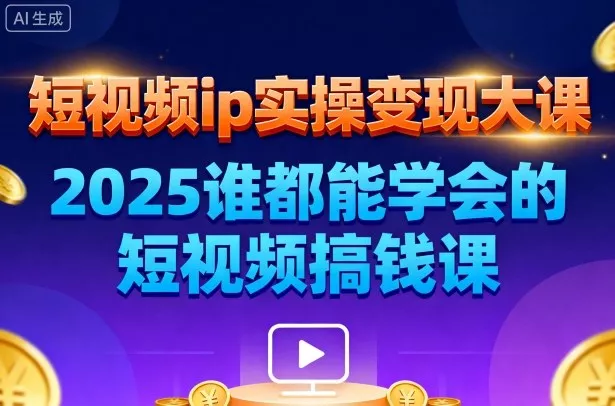 短视频ip实操变现大课，7月26-27日广州站线下课，2025谁都能学会的短视频搞钱课 - 项目资源网