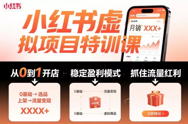 小红书虚拟项目特训课，帮你从0到1打造稳定盈利的店铺，抓住流量红利(更新9月) - 项目资源网