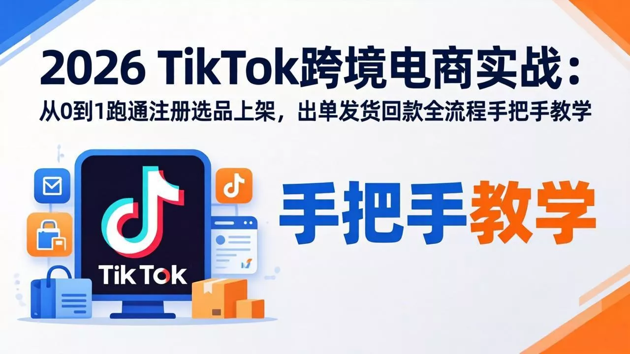 2026TikTok跨境电商实战-更新：从0到1跑通注册选品上架，出单发货回款全流程手把手教学 - 项目资源网