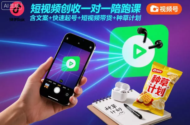短视频创收一对一陪跑课，含文案+快速起号+短视频带货+种草计划 - 项目资源网