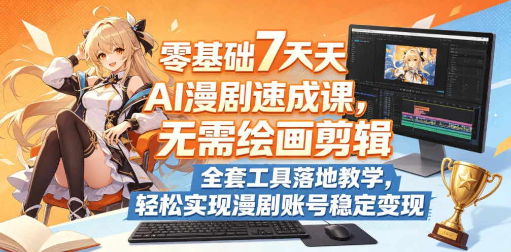 零基础7天AI漫剧速成课，无需绘画剪辑，全套工具落地教学，轻松实现漫剧账号稳定变现 - 项目资源网