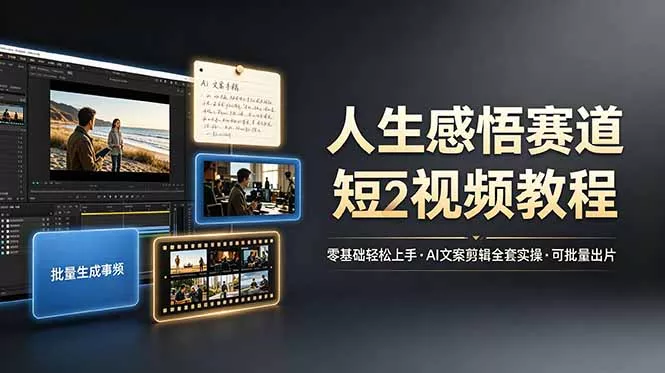 人生感悟赛道短视频教程，零基础轻松上手，AI文案剪辑全套实操可批量出片 - 项目资源网