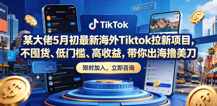 某大佬5月初最新海外Tiktok拉新项目，不囤货、低门槛、高收益，带你出海撸美刀 - 项目资源网