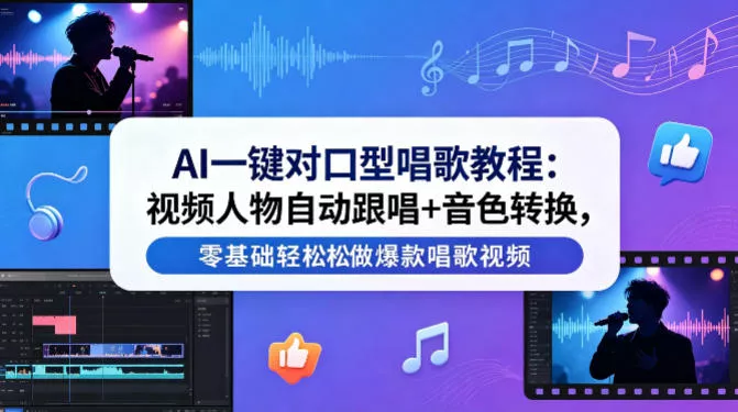 AI一键对口型唱歌教程：视频人物自动跟唱+音色转换，零基础轻松做爆款唱歌视频 - 项目资源网