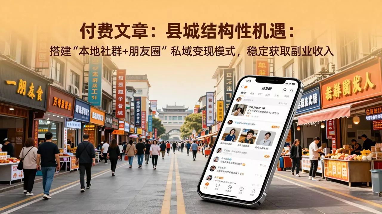付费文章：县城结构性机遇：搭建“本地社群+朋友圈”私域变现模式，稳定获取副业收入 - 项目资源网