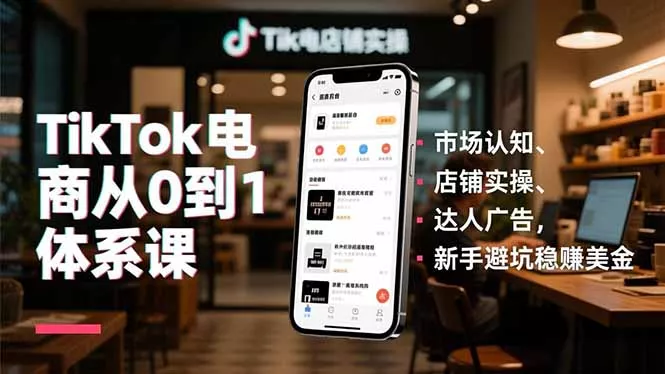 TikTok电商从0到1体系课，市场认知、店铺实操、达人广告，新手避坑稳赚美金 - 项目资源网
