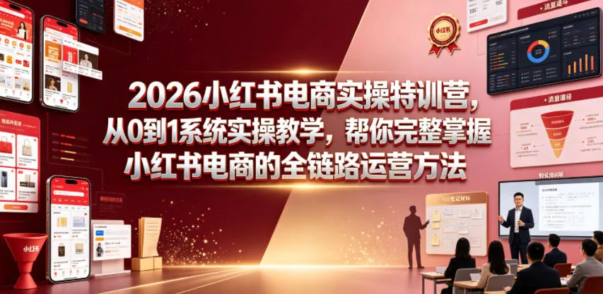 2026小红书电商实操特训营，从0到1系统实操教学，帮你完整掌握小红书电商的全链路运营方法 - 项目资源网