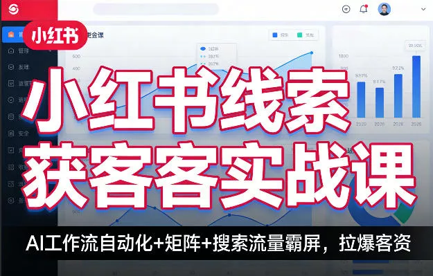 小红书线索获客实战课，AI工作流自动化+矩阵+搜索流量霸屏，拉爆客资 - 项目资源网