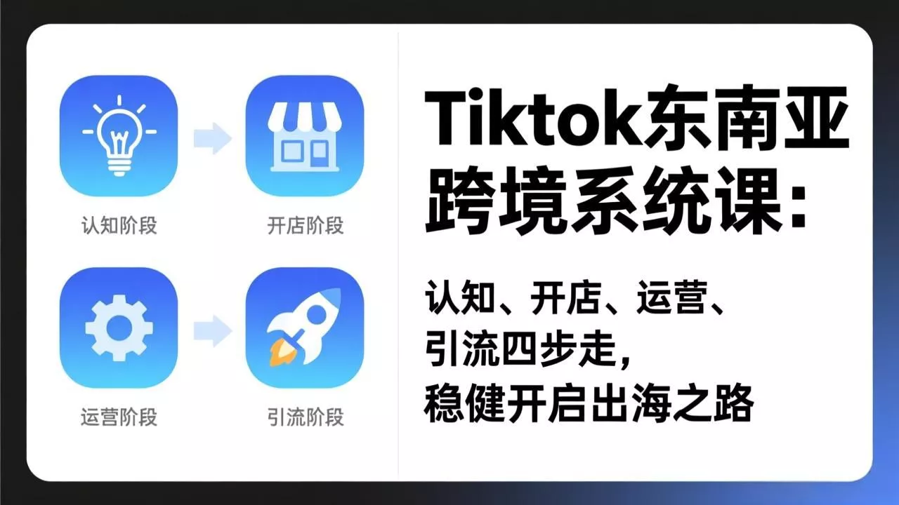 TikTok东南亚跨境系统课：认知、开店、运营、引流四步走，稳健开启出海之路 - 项目资源网