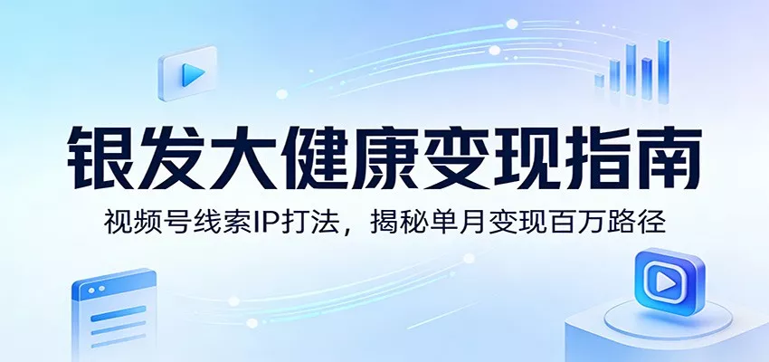 银发大健康变现指南：视频号线索IP打法，揭秘单月变现百万路径 - 项目资源网