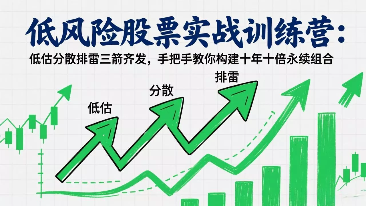 低风险股票实战训练营：低估分散排雷三箭齐发，手把手教你构建十年十倍永续组合 - 项目资源网
