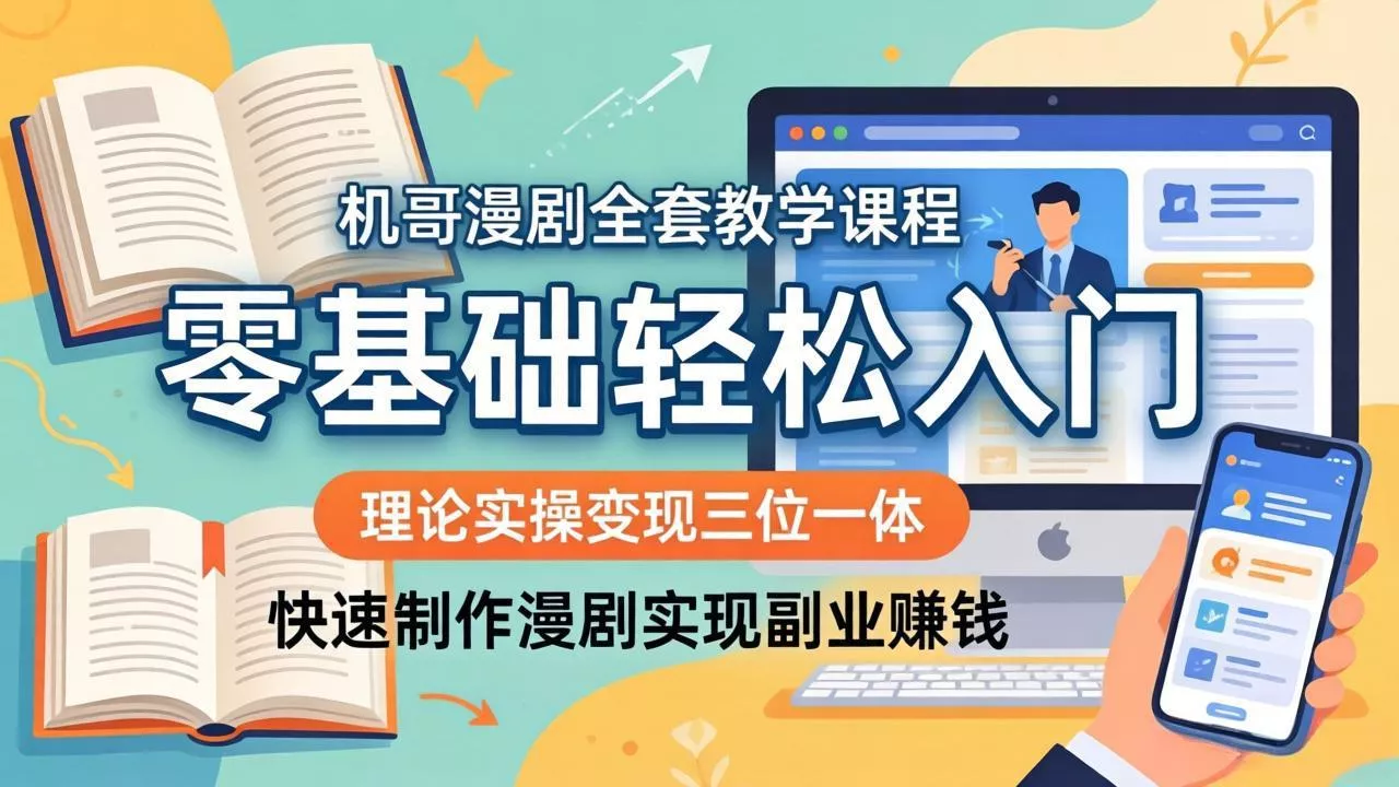 机哥漫剧全套教学课程，理论实操变现三位一体，零基础轻松入门，快速制作漫剧实现副业赚钱 - 项目资源网