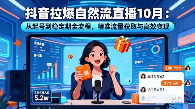 抖音拉爆自然流直播10月：从起号到稳定期全流程，精准流量获取与高效变现 - 项目资源网
