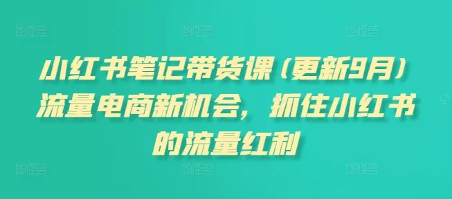 小红书笔记带货课(更新25年12月)流量电商新机会，抓住小红书的流量红利 - 项目资源网