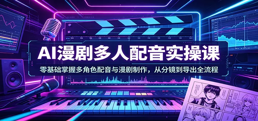 AI漫剧多人配音实操课：零基础掌握多角色配音与漫剧制作，从分镜到导出全流程 - 项目资源网