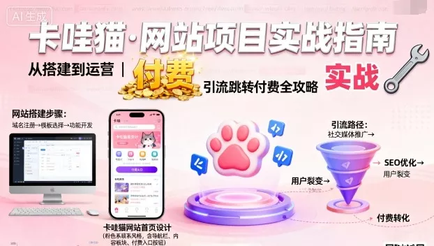 卡哇猫·网站项目，网站搭建与运营以及引流跳转付费 - 项目资源网