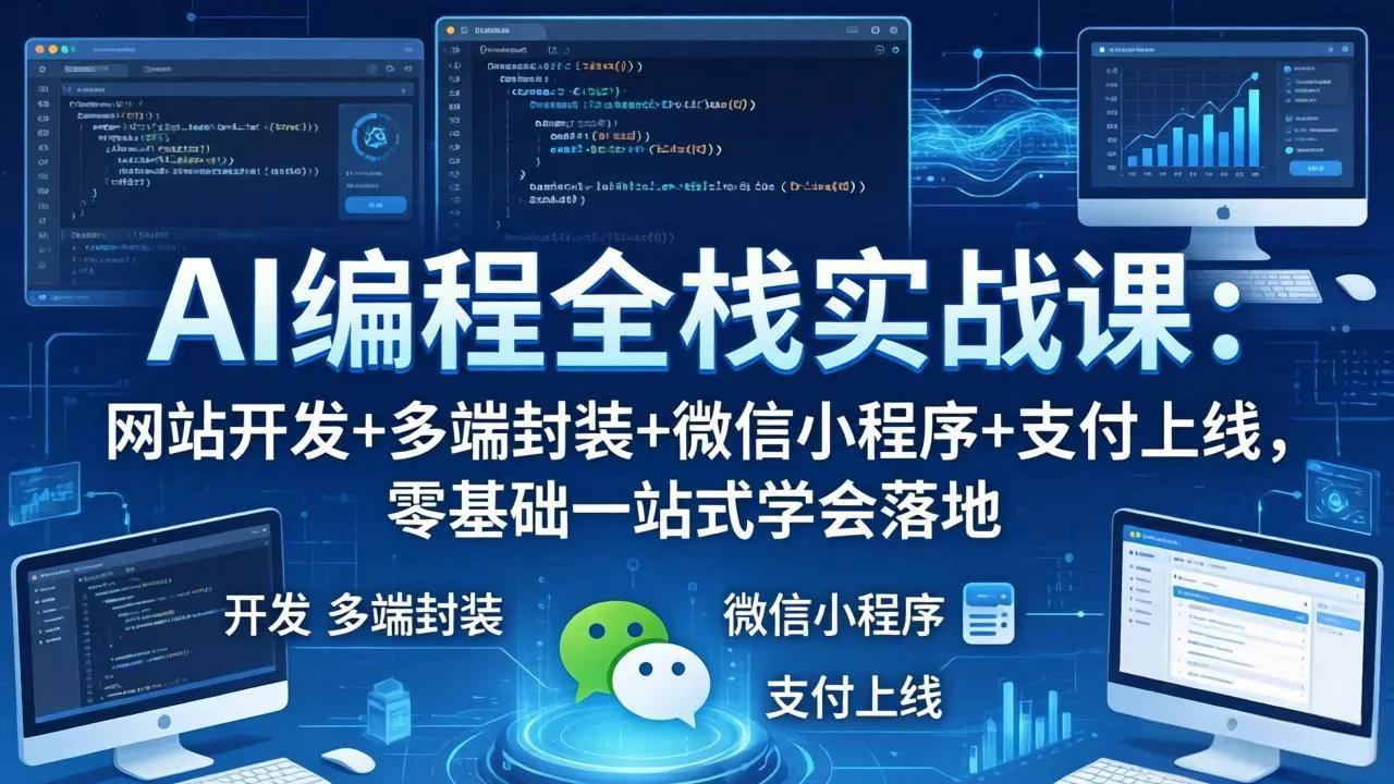 AI编程全栈实战课：网站开发+多端封装+微信小程序+支付上线，零基础一站式学会落地 - 项目资源网